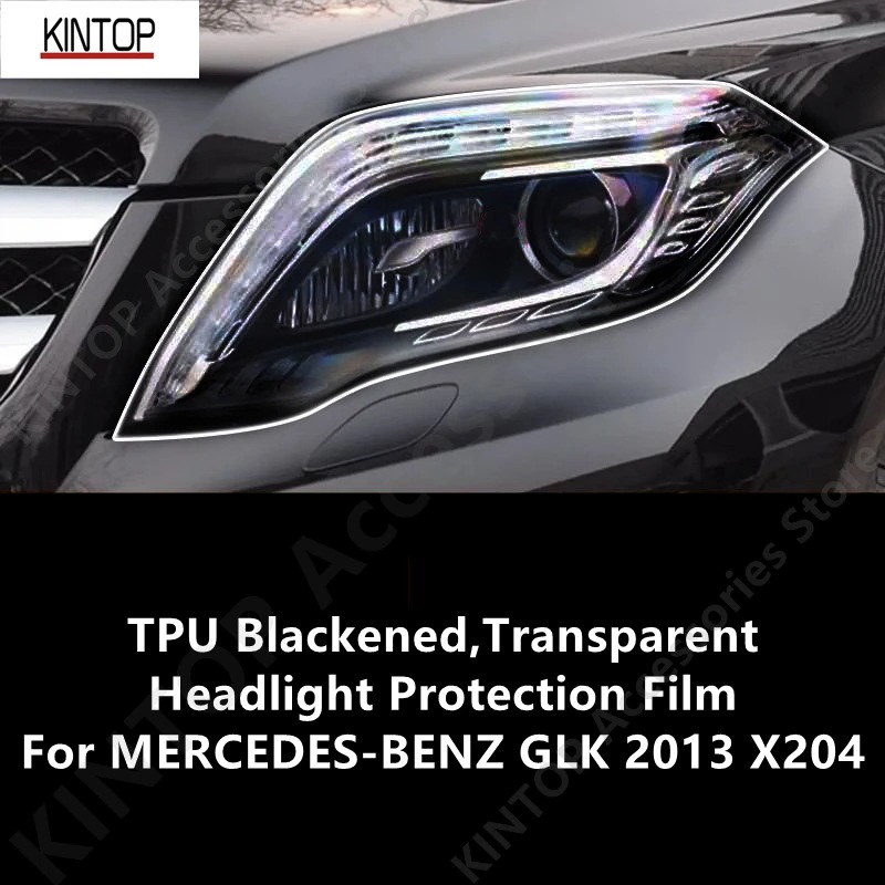 メルセデス・ベンツ GLK 2013 X204用 TPU ブラック加工 クリア ヘッドライト プロテクションフィルム ヘッドライト保護 カスタムパーツ 輸入品