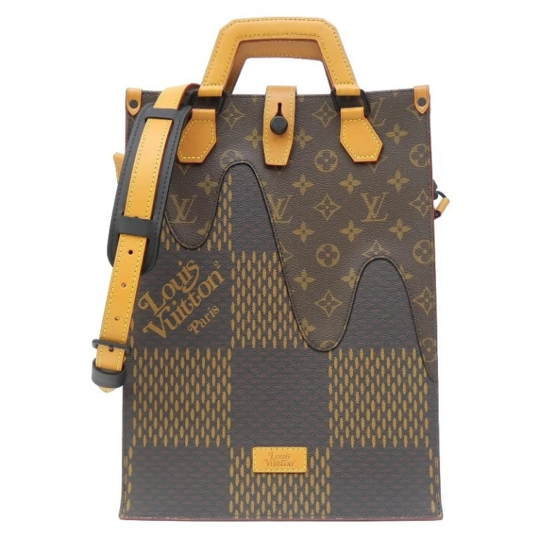 ルイ・ヴィトン LOUISVUITTON ダミエジャイアント ミニトートバッグ LVスクエアード NIGOコラボ N40355 【中古】(68650)