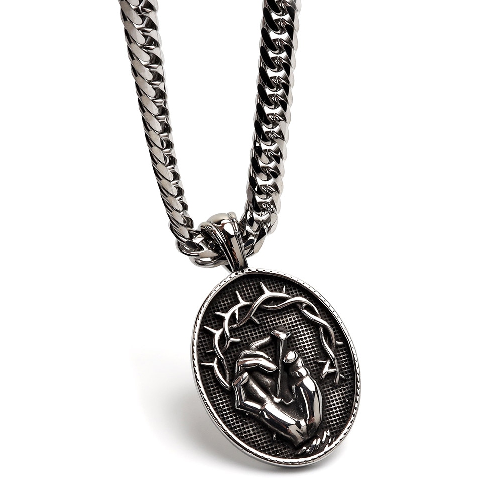 ステンレス製 メダルネックレス [n929-n348-s-7mm]