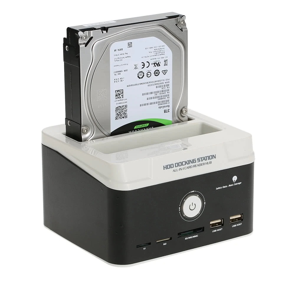 多機能2.5インチ/3.5インチUSB 3.0 to SATA IDE外付けHDDハードドライブドッキングステーションカードリーダーOTBワンタッチバックアップUSB3.0ハブUS Plug 8TB