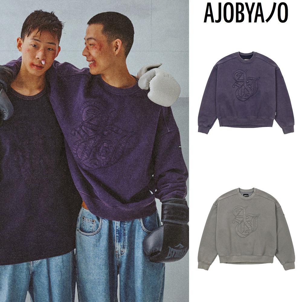 【AJO AJOBYAJO】 Sporty Logo Applique Washed Sweatshirt
