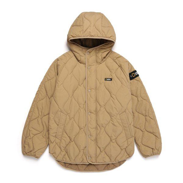 N244UPD030 オリックス キルティング フーディ ジャケット TAN