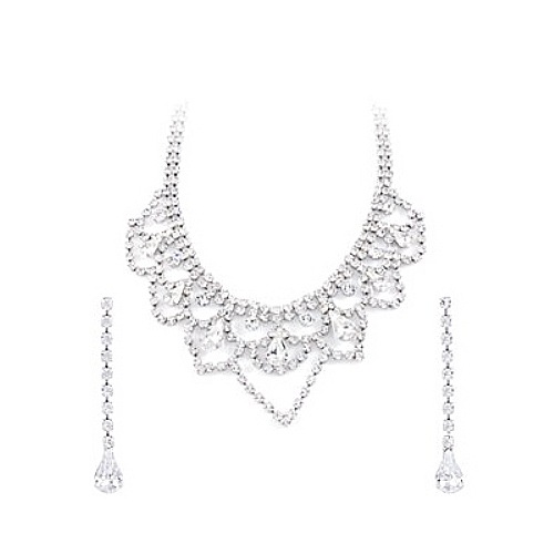 ブライダル ネックレス セット ピアス イヤリング 1年無償修理保証クリスタルラインストーン