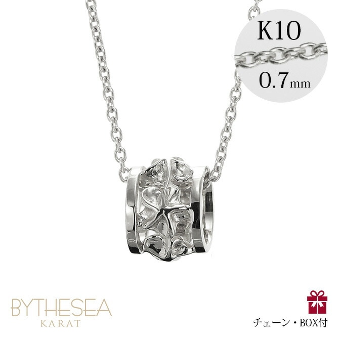 ゴールドネックレス ハワイアンジュエリー ネックレス ホワイトゴールド バレル ネックレス プルメリア14K K14ホワイトゴールド 彼女 妻 女性 レディース クリスマス CG-GP105Wネックレス