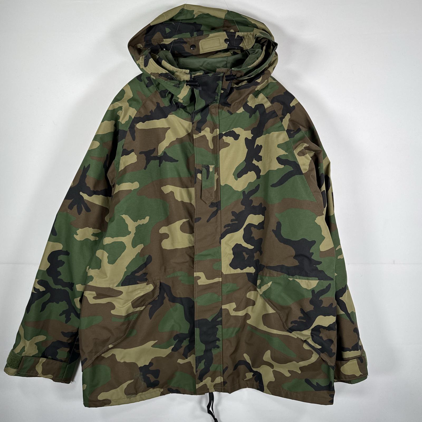 古着 ミリタリージャケット ECWCS GORE-TEX ウッドランドカモ ゴアテックスパーカー 米軍 実物 大きいサイズ 迷彩 Xlarge long メンズ