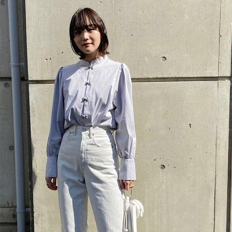 チャイナ風シャツ レディース ブラウス 立ち襟 チャイナボタン チャイナ服 普段着 オリジナル