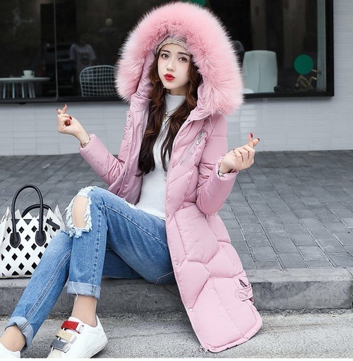 5238.ファーフード付きダウンコート（ピンク）2019 春夏 sale 春夏 sale アウター ジャケット 美ライン おしゃれ きれいめ オフィス ビジネス お出かけ パーティー 女子会 普段使い