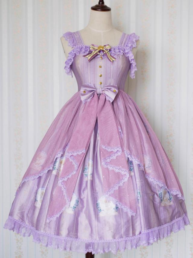 【短納期】古典的なロリータJSKドレスリトルエンジェル歌う祝福詩弓フリルライトピンクロリータジャンパースカート