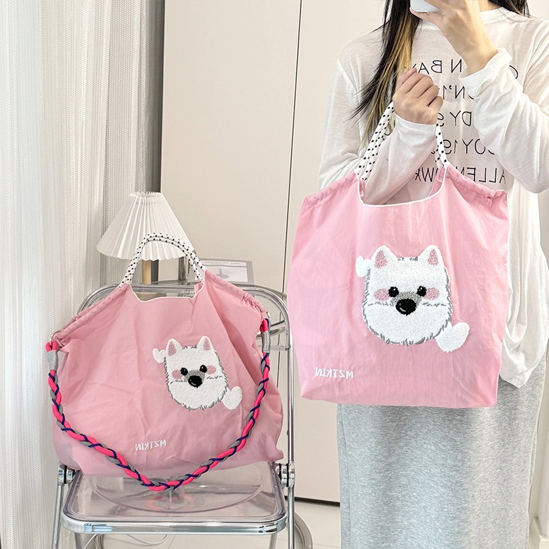 【1点ご購入 で10点プレゼントいたします】刺繍西高地ショッピングバッグナイロン手提げショルダーバッグ女性