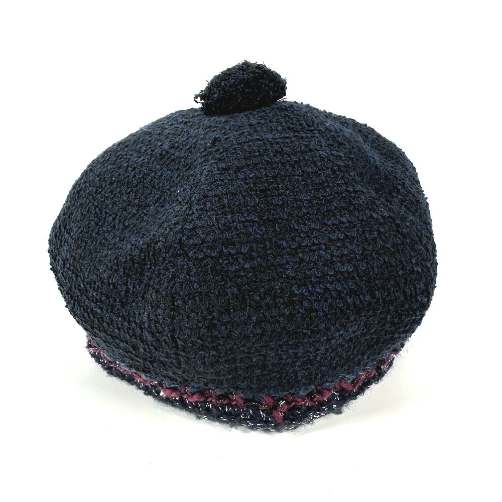 ニット帽 CC ココマーク ツイード ラメ ロゴ ポンポン付き ビーニー 帽子 ニット帽 ニットキャップ コットン ネイビー 27,170円