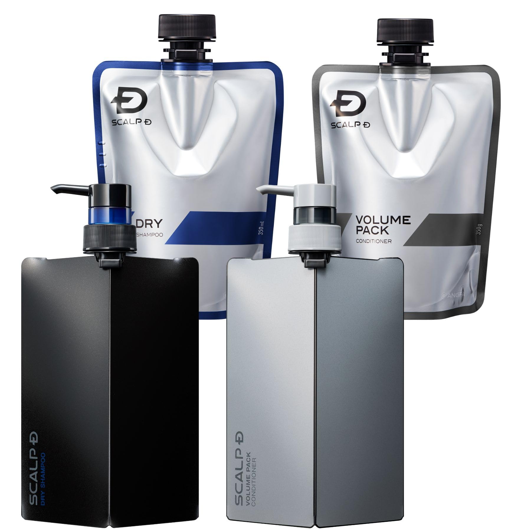 スカルプD シャンプー メンズ ホルダー付き＋つけかえ用 ドライ4点セット (シャンプー ＆ コンディショナー) 乾燥肌用 アミノ酸 日本製 医薬部外品 アンファー