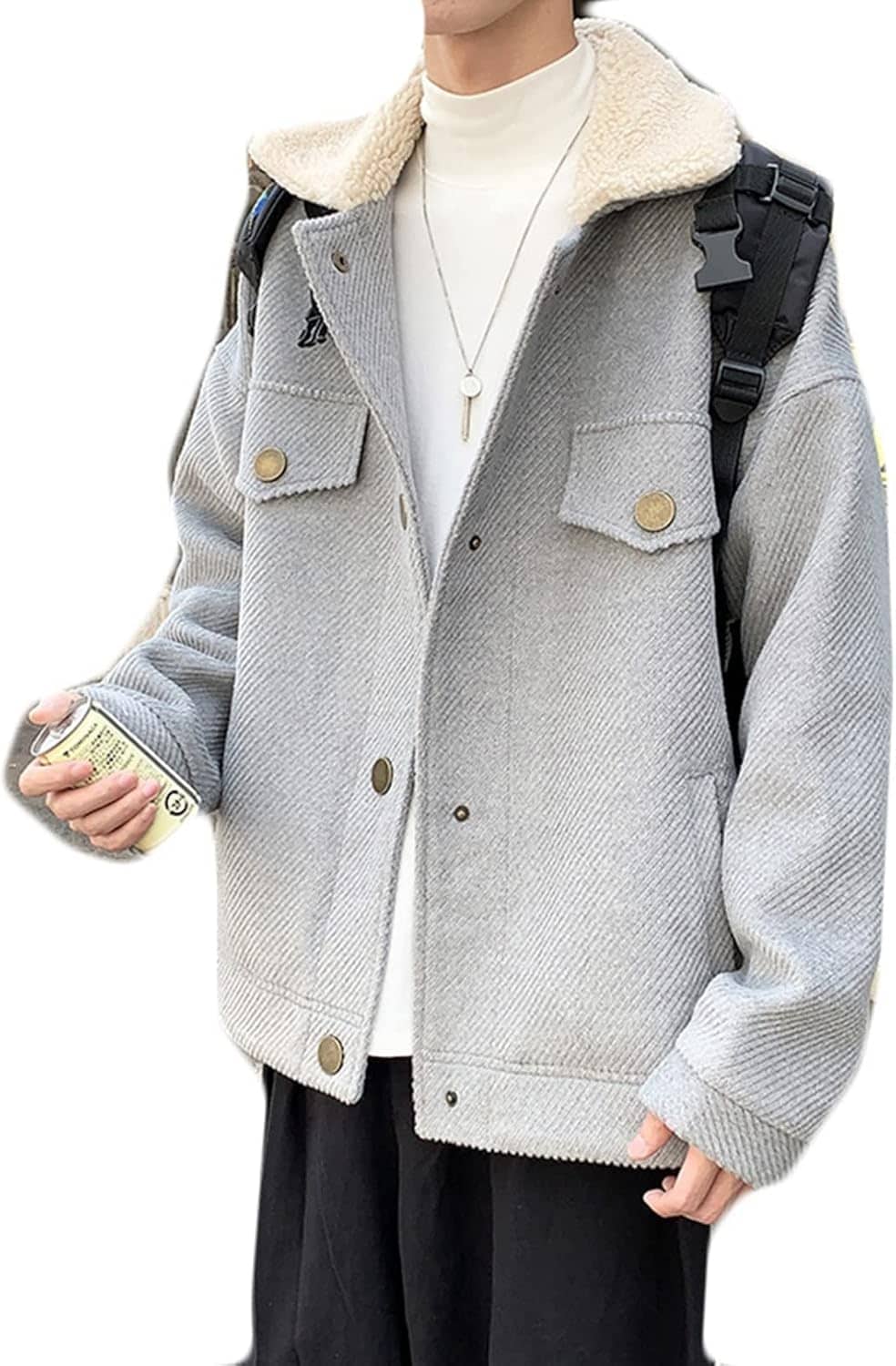 ボアブルゾン 綿服 ボアジャケット メンズ レディース ボアフリース 防寒着 秋冬服 保温 切り替え アウター ジャンパー スタジャン ブルゾン 冬 起毛 無地 ブルー