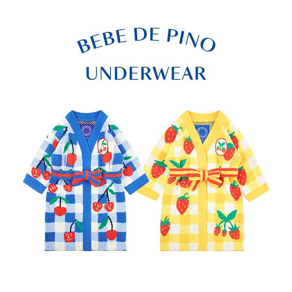 [bebe de pino] 親子お揃いふわふわシュニール いちごチェック柄 ルームローブ-コ・ソヨン着用