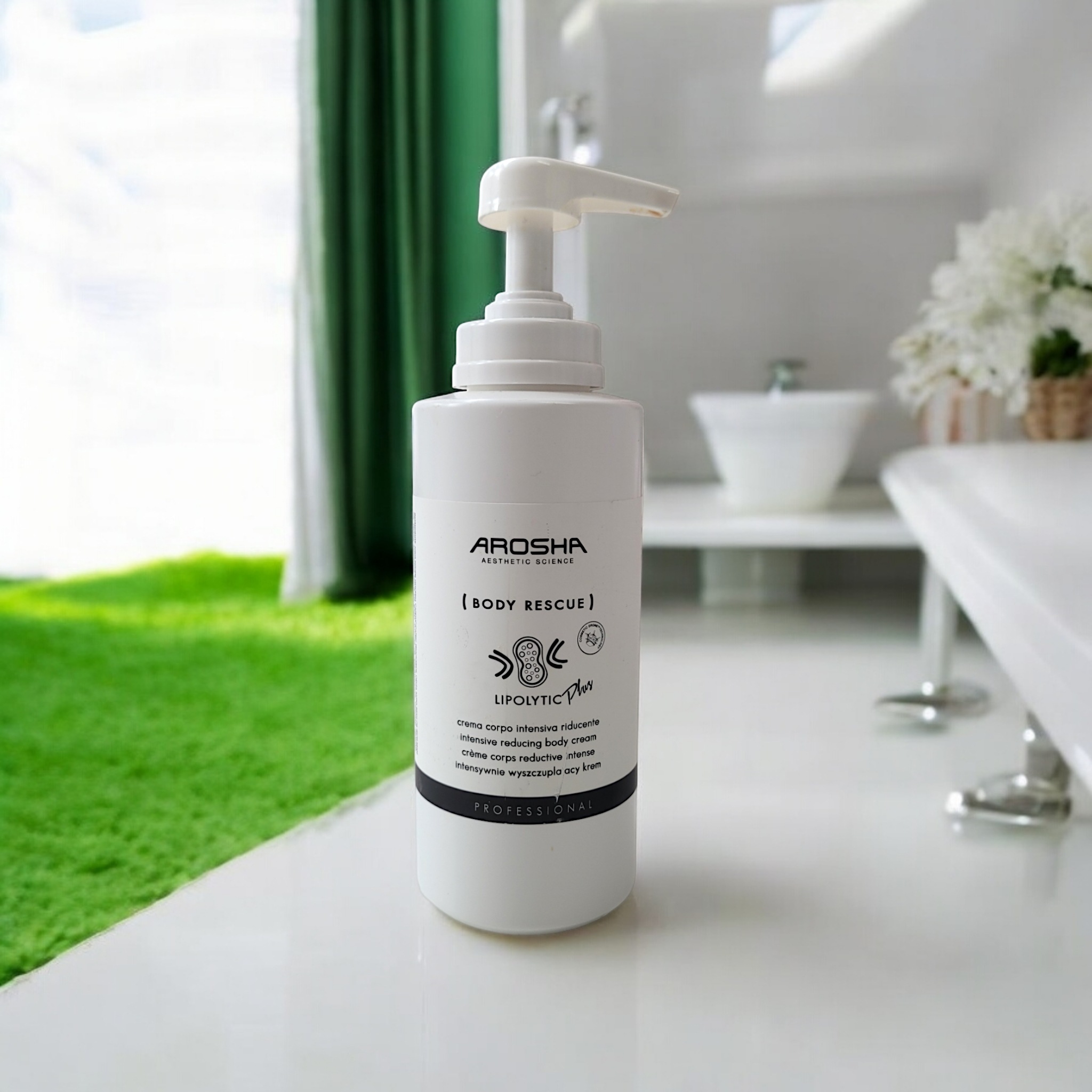 (プロ用)AROSHA BODY RESCUE LIPOLYTIC PLUS CREAM 500ml, スリムな腹部, ヒップライン, セルライト改善