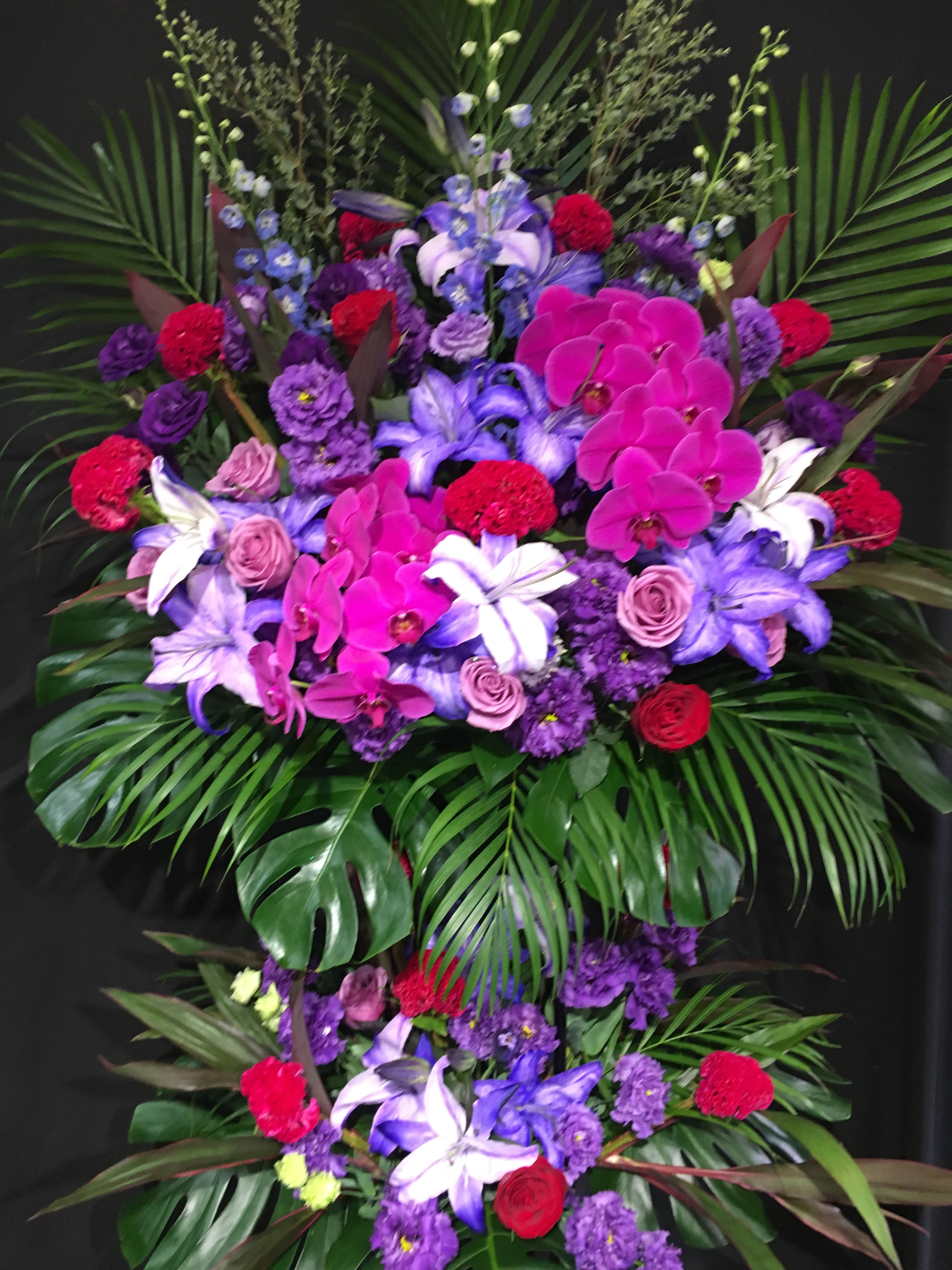 商品ID 3623 スタンド花　紫系　2段　生花