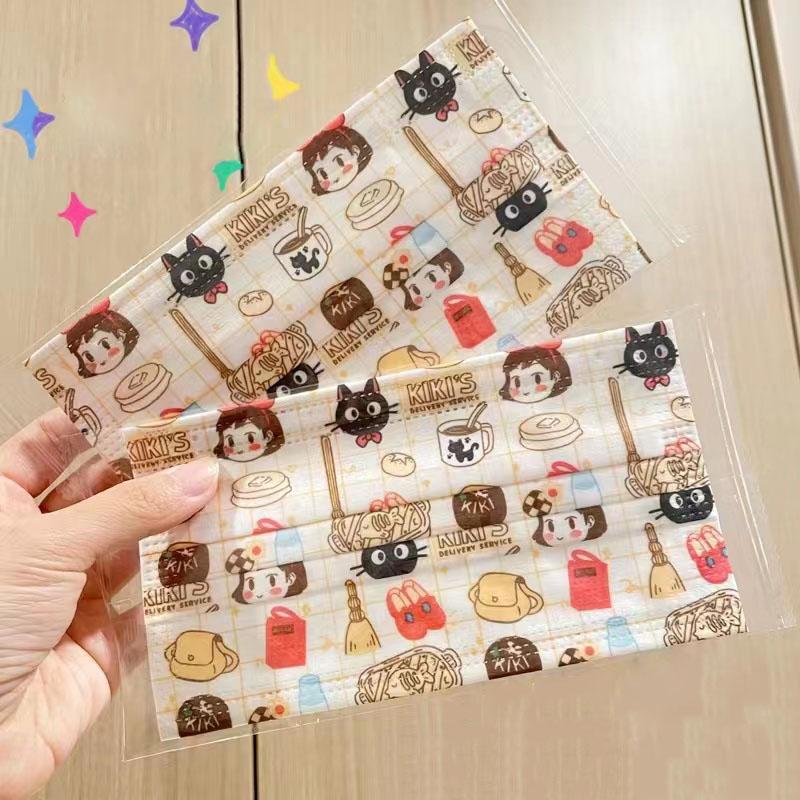 【10点セット】マスク 50枚 使い捨てマスク おしゃれ 可愛い 猫柄 大人用 子供用 3層構造 ウィルス対策 プレゼント イベント 親子 不織布 マスク241