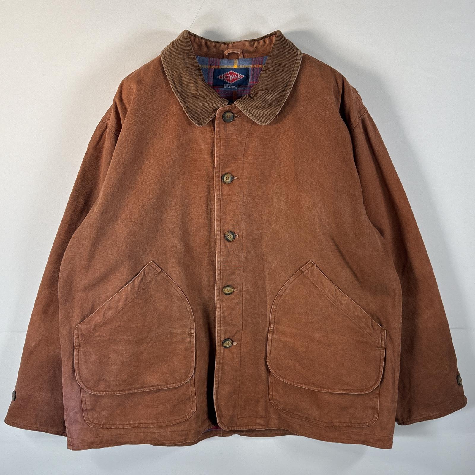 古着 90s/90年代 ビッグヤンク BIG YANK ダック ハンティングジャケット カバーオール 裏地チェック 大きいサイズ XL ブラウン系 メンズ