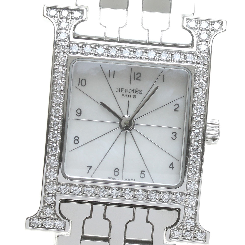 エルメス HERMES HH1.230 Hウォッチ ダイヤベゼル クォーツ レディース 良品 _842614【中古】