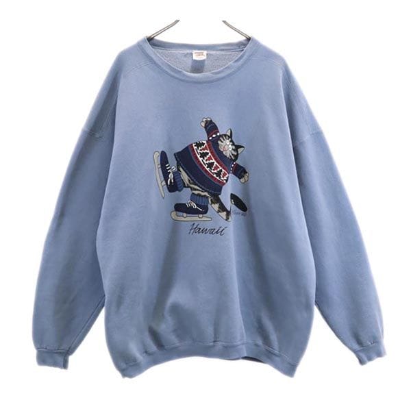 クレイジーシャツ 90s オールド 長袖 スウェット トレーナー XL ブルー系 Crazy Shirt 裏起毛 メンズ