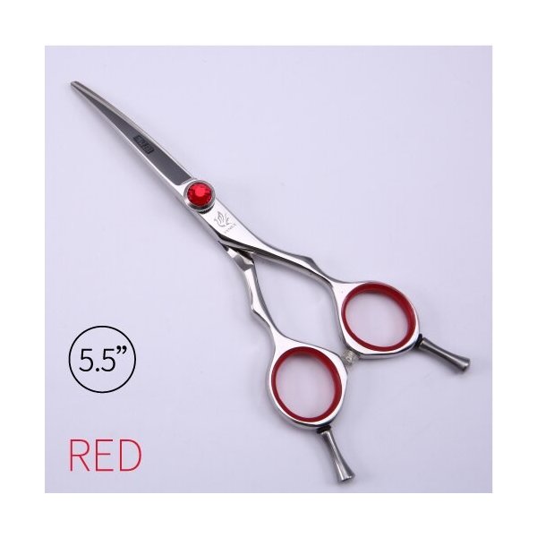 Fenice新着プロフェッショナル5.5インチ6インチペット犬小動物グルーミングヘアカットカーブハサミ Red 5 point 5 inch
