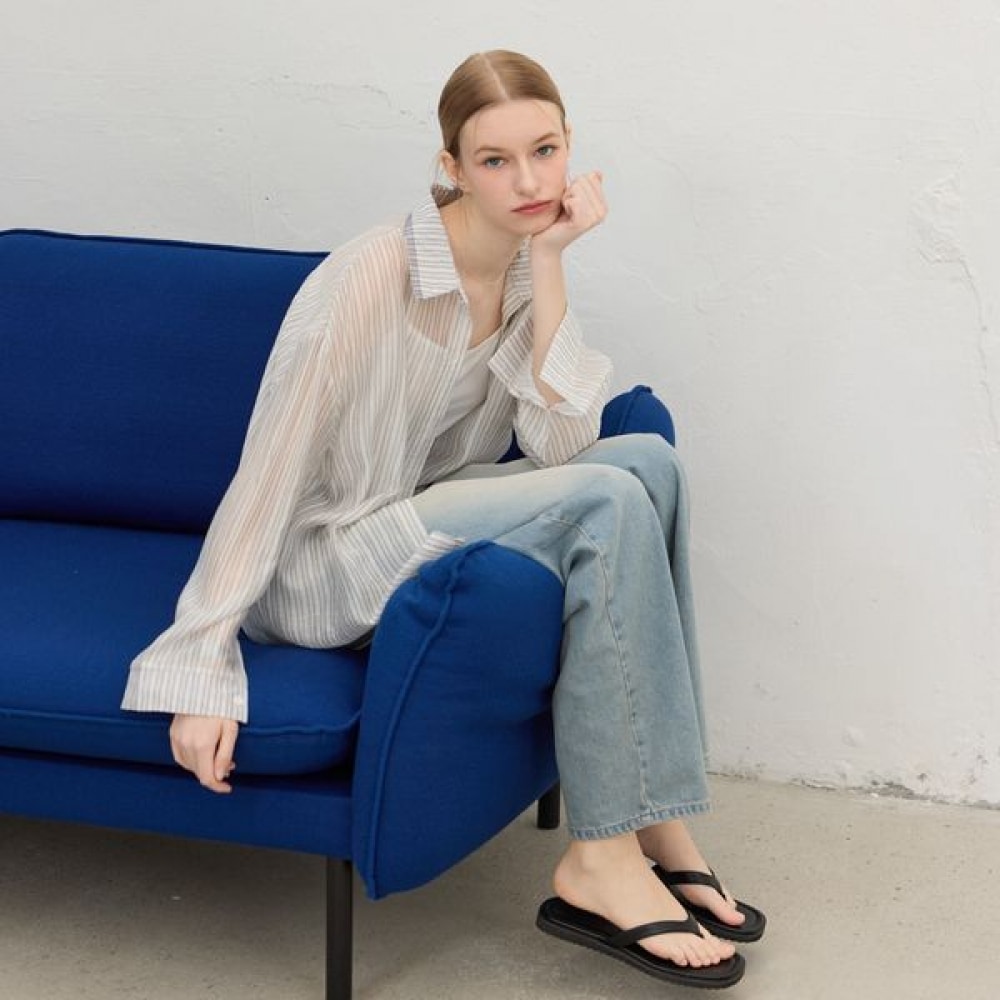 [リアーナニューヨーク] テンセルシアーブラウスシャツ_ライトグレー