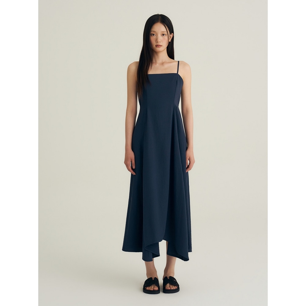 ビーオールセットポプリンロングビスチェドレスネイビー