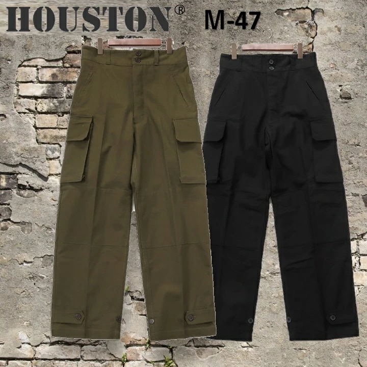 【HOUSTON】 ヒューストン カーゴパンツ フランス軍M47パンツ ワイドパンツ ダブルニーパンツ ヴィンテージ風 ミリタリー ワーク ストリート タウン ファッション ユニセックス houst