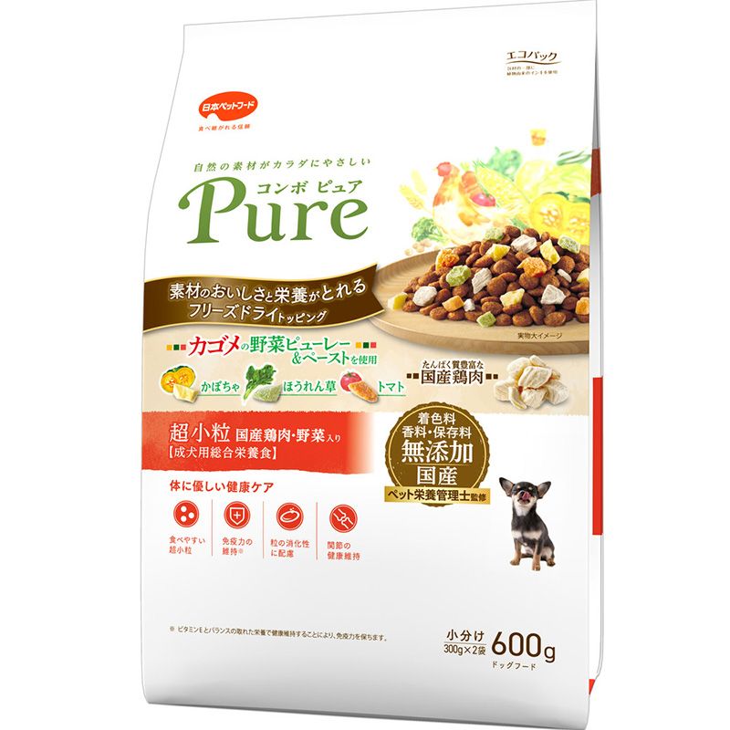 （まとめ買い）日本ペットフード コンボ ピュア ドッグ 超小粒 600g 犬用フード [x4]