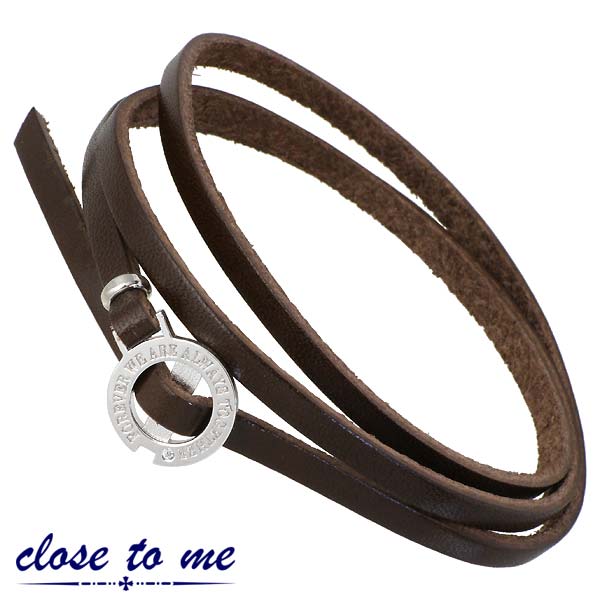 クロストゥーミー close to me レザー シルバー ブレスレット CZ