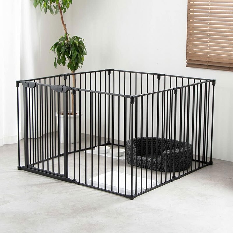 ケージ Mサイズ ゲージ ペットケージ ノルディ ペット 小型中型犬用 ブラック 黒 おしゃれ 折り畳み 北欧 柵 サークル ペットサークル アイアン フェンス 8枚セット