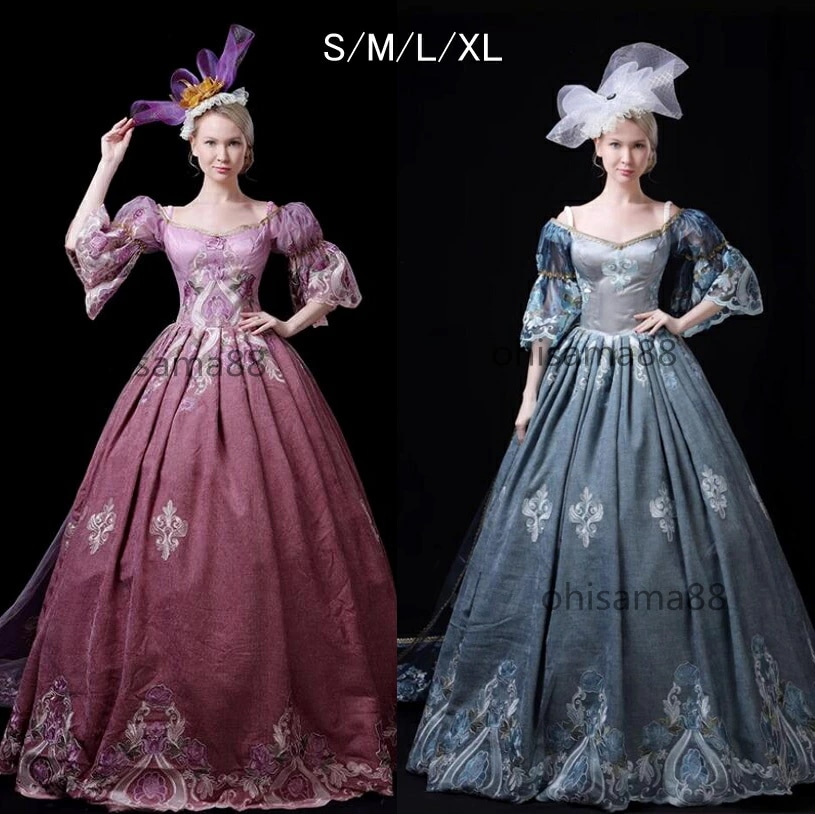 【激安販売】宮廷ドレス 高級感 フレア袖 中世貴族風 お姫様ワンピース 貴族ドレス ステージ衣装 ヨーロッパ風ドレス ハロウィン クリスマス オペラ声楽 舞踏会 プリンセスドレス 演劇 貴婦人ドレス