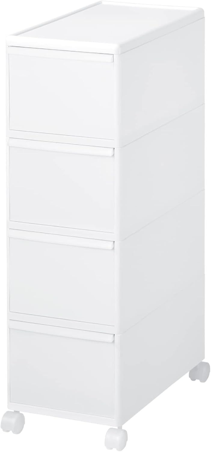 キッチン収納 レトルト食品収納 レトルトカレー スリムストレージ ミディストッカー 約幅25.5x奥46.5x高83cm オールホワイト 日本製 MS-4 すき間で使える