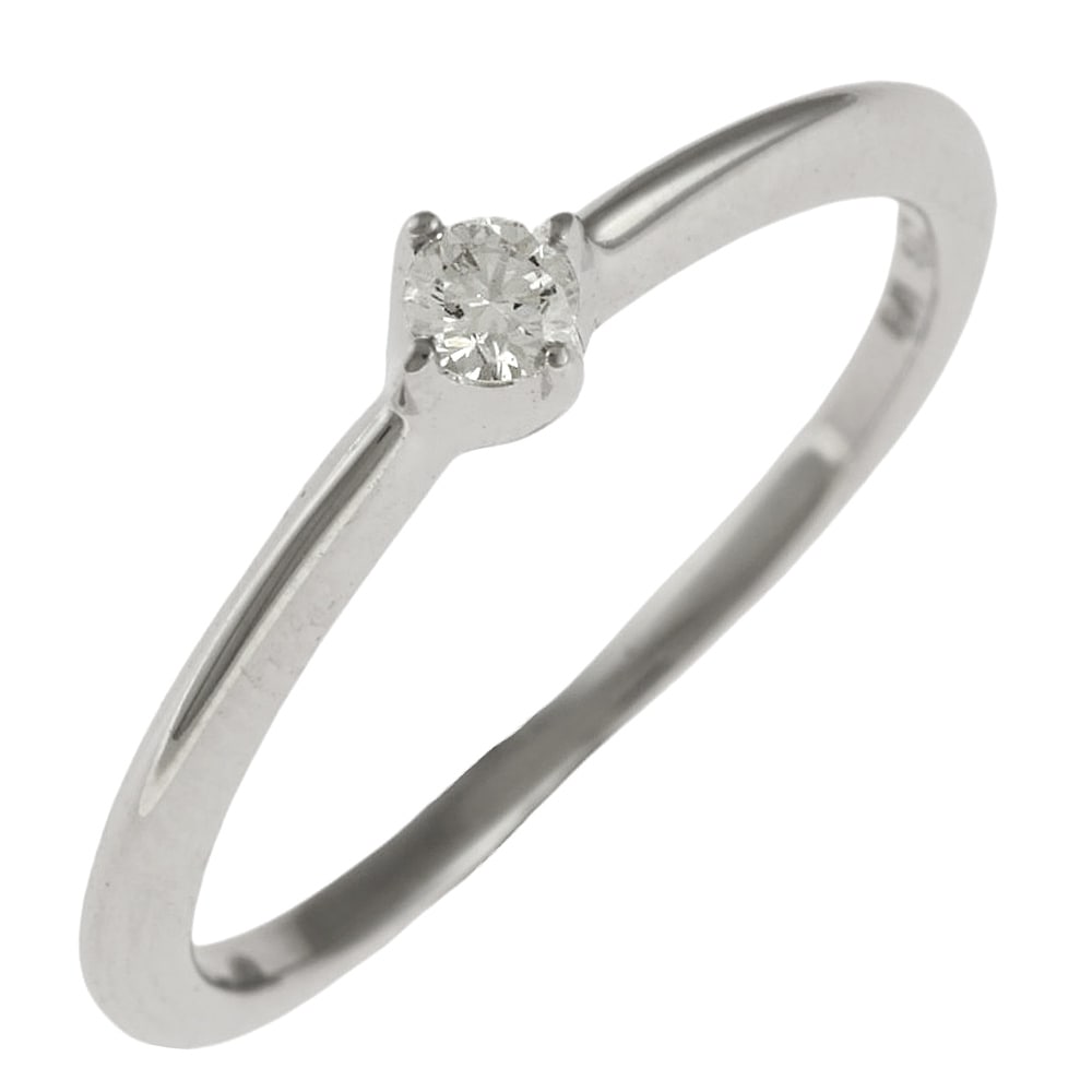 一粒ジュエリー リング 指輪 10号 18金 K18ホワイトゴールド ダイヤモンド 0.06ct 中古 美品