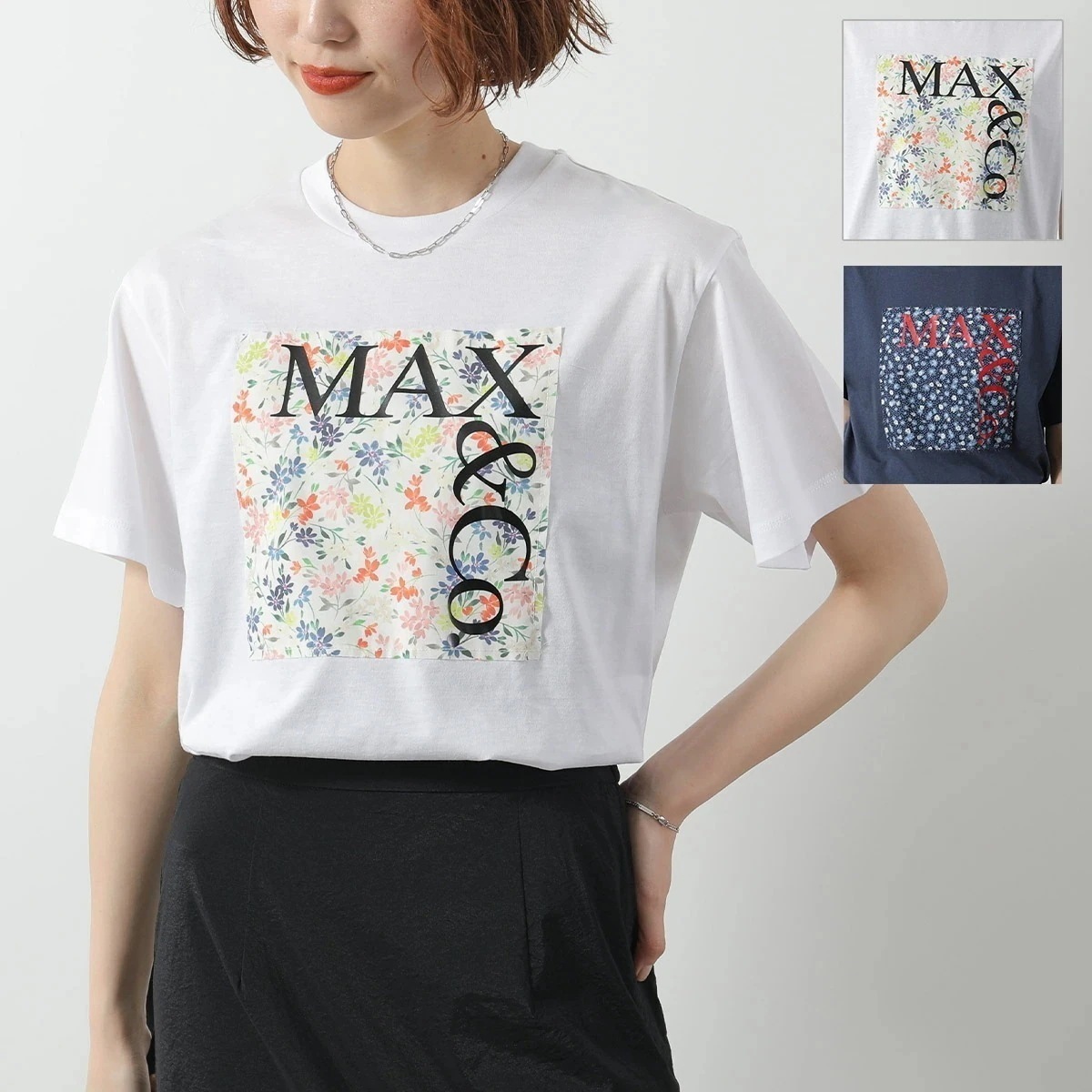 MAX MARA MAX&CO KIDS マックスマーラ マックス＆コー キッズ Tシャツ MX0159 MX057 レディース ガールズ 半袖 ロゴ 花柄 コットン カラー2色
