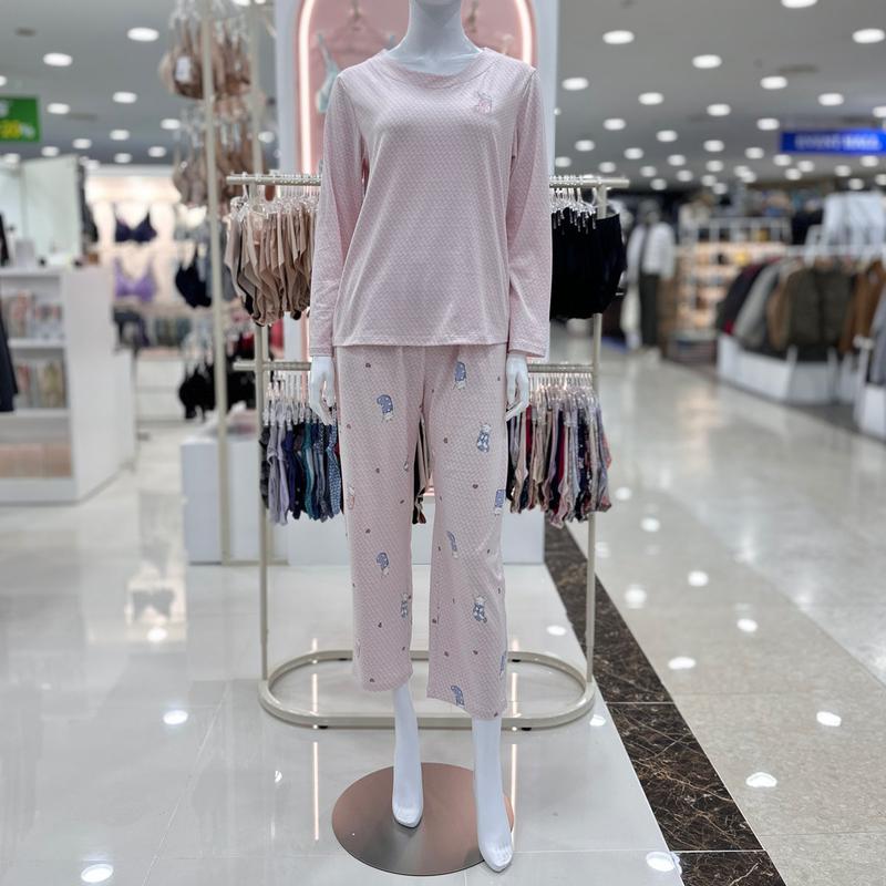 ポリ起毛猫プリント女性用イージーウェアセット PK_DG