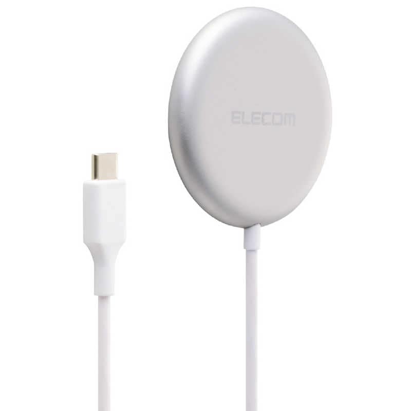 エレコム　ELECOM　ワイヤレス充電器 Qi2 25W マグネット式 ズレにくい 異物検知機能 USB-Cケーブル一体1.5m シルバー　W-MA11SV