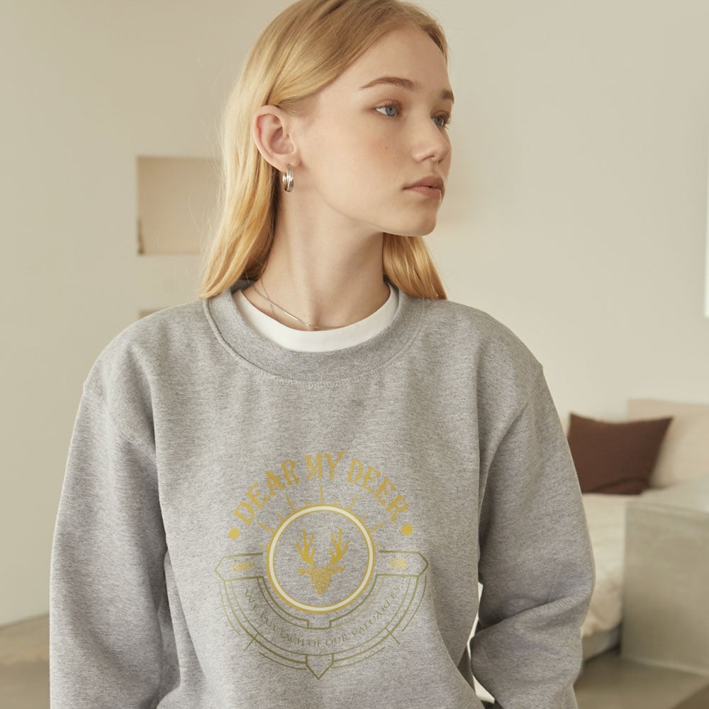 [DEAR MY DEER] クーポン適用可能! Round logo sweatshirt_ Grey 韓国デザイナーブランド