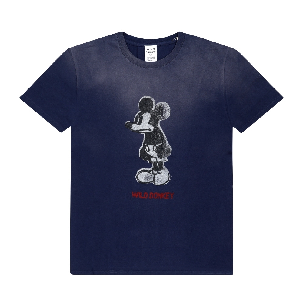 ワイルドドンキー T-ANGRY SUN FADED NAVY ミッキー 半袖Tシャツ