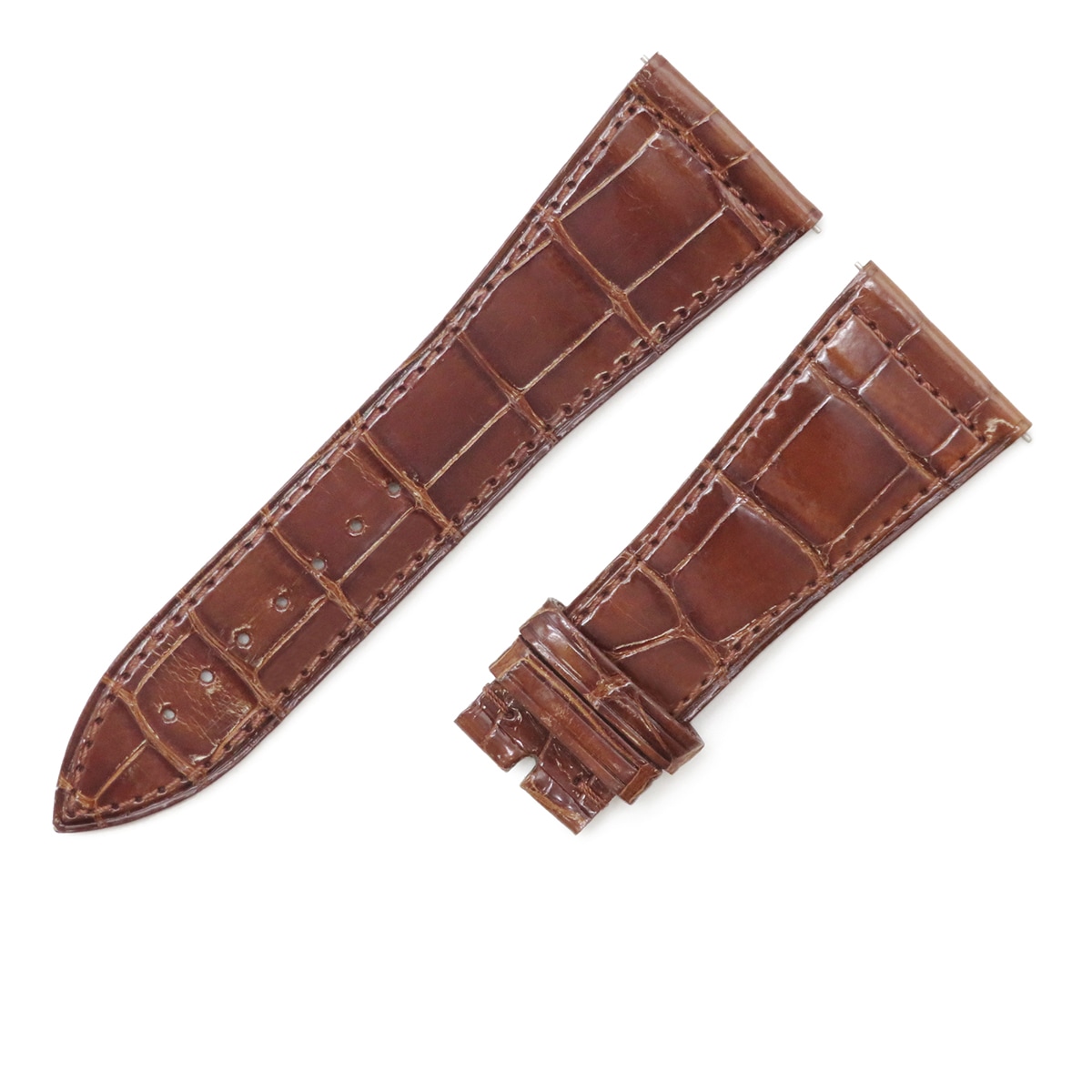 マスタースクエア 6000 H用 クロコバンド メンズ 未使用 純正 替え シャイニー 艶 26mm ブラウン 茶 3年保証