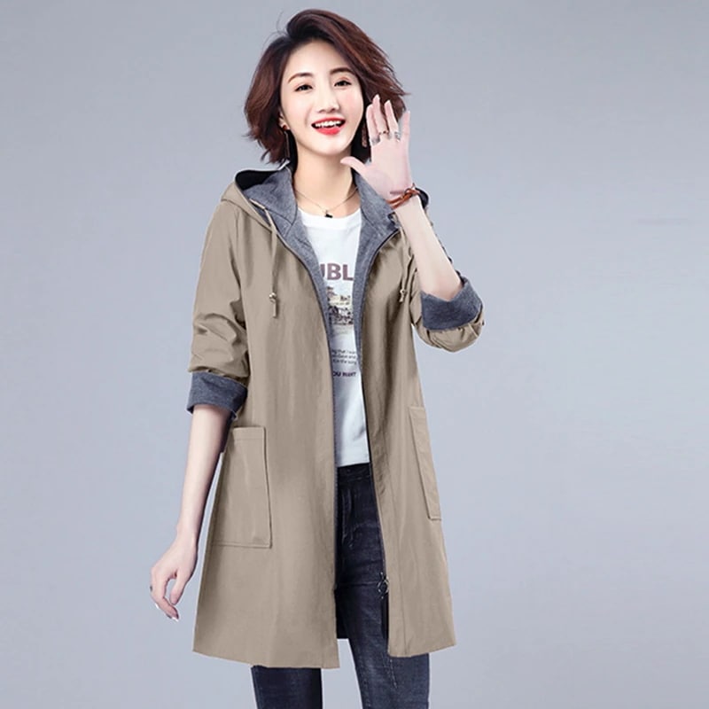 スプリングコート レディース トレンチコート フード ロング 秋物 春コート 通勤 美品 春 アウタ