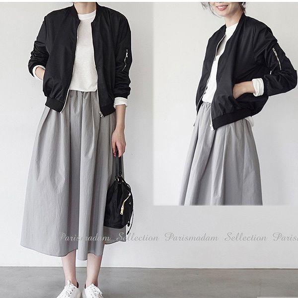 新発売!ブラックジャンバー　ジャンパー　ショートジャケット　カジュアル通学　通勤　ほっそり効果大 20代30代40代50代　ミセス