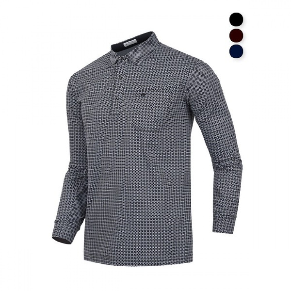 (ノーブルジーンズ) NA ブロックカラー長袖Tシャツメンズカラティポケット長袖スパン中年メンズTシャツ