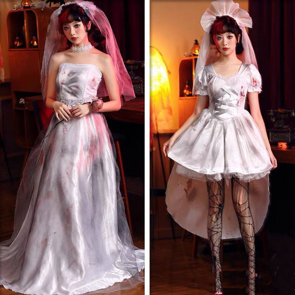 【期間特恵】即纳コスチューム ハロウィーン衣装ホラー鬼花嫁ロングスカート吸血鬼ゾンビ服cos演出衣装大人女