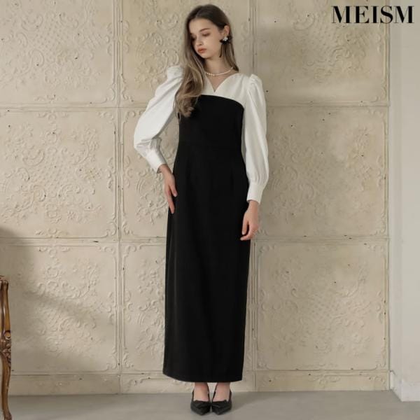 ハートネックドッキングナローワンピース