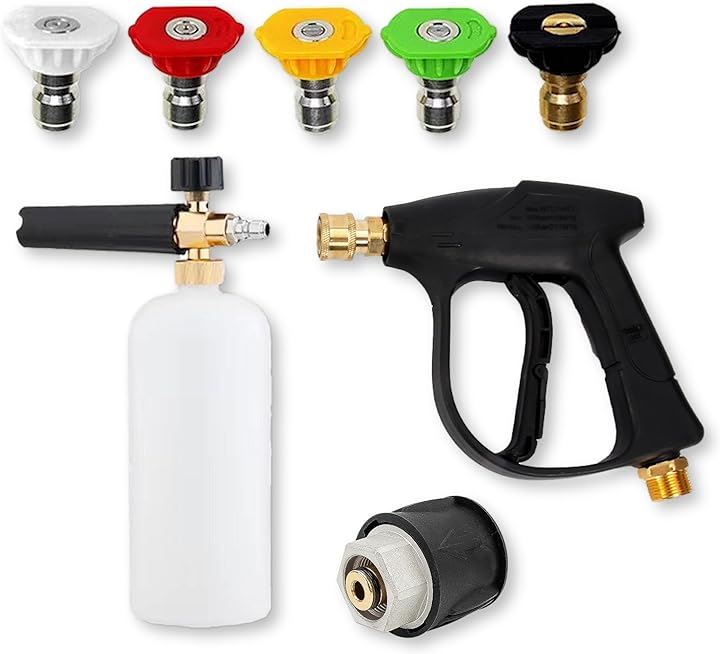 ケルヒャー フォームガン ショートガン クイックコネクト 付き 泡 高圧洗浄機 スプレーノズルチップ M22 14mm(フォームガン + ショートガン + ケルヒャークイックコネクタ)