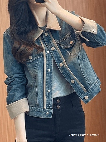初秋の気質デニムジャケット女性 2025 新しい女性のレトロなウォッシュドスモールジャケットトップス