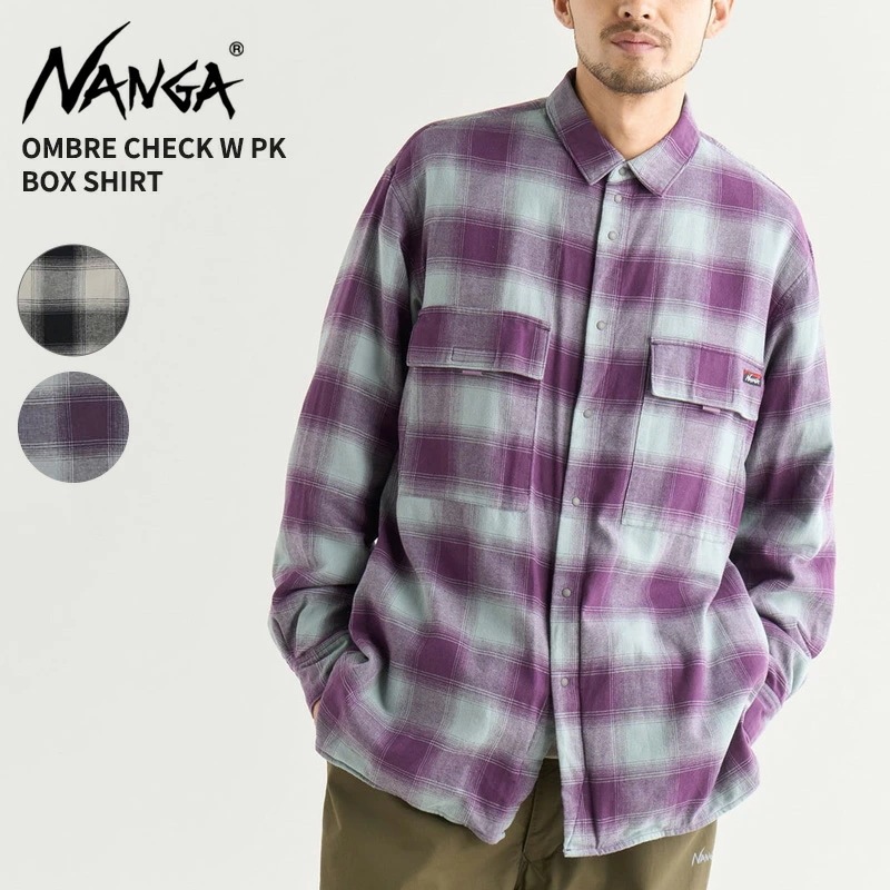 ナンガ メンズ 長袖シャツ レディース NANGA オンブレチェック ダブルポケット ボックスシャツ N2530-1I110A