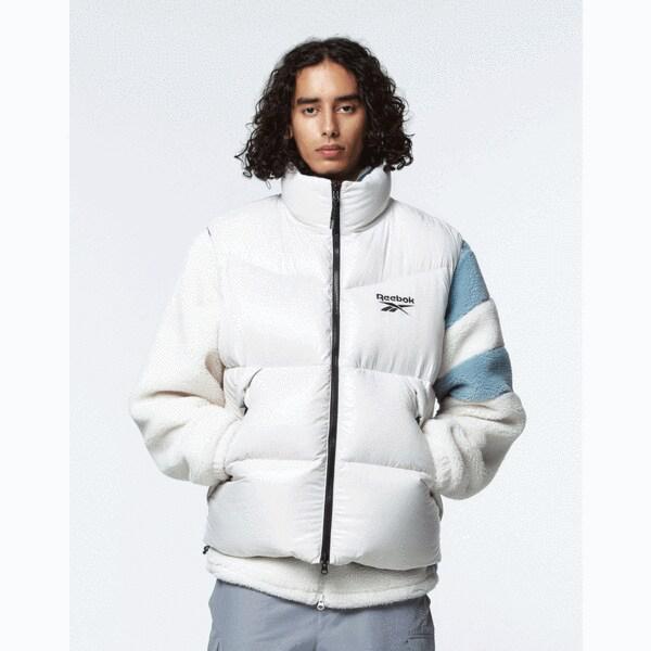 リバーシブルポンプパディングベスト - ホワイト:グリーン REJU3FV54I1