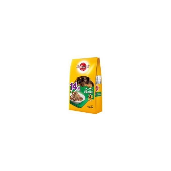 【1ケース】【お取り寄せ対象品】ペディグリー 14歳から用 ビーフ&緑黄色野菜 70g×3袋[マースジャパンリミテッド ペディグリー] *48個