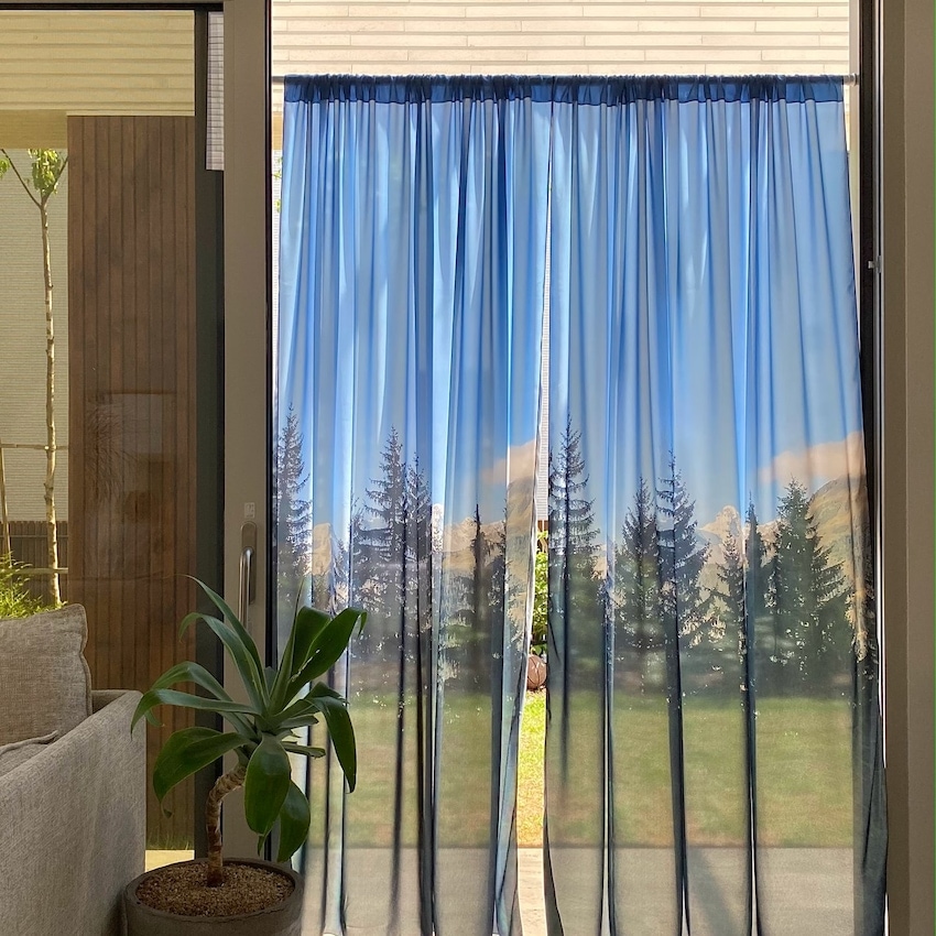 スイスの森シフォンカーテン生地ポスターマスク